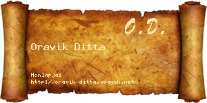 Oravik Ditta névjegykártya